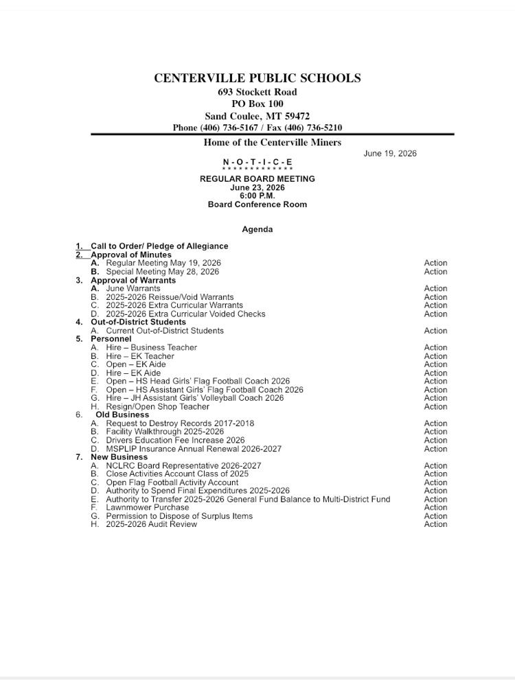 board agenda