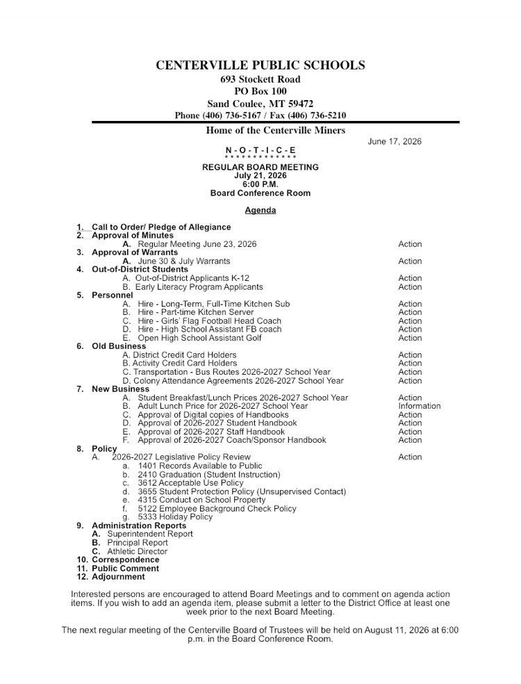 board agenda 7-21-26