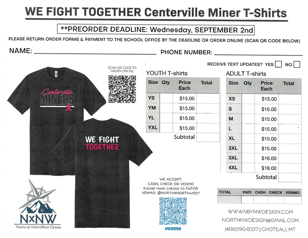 t shirts, NxNW logo, order form