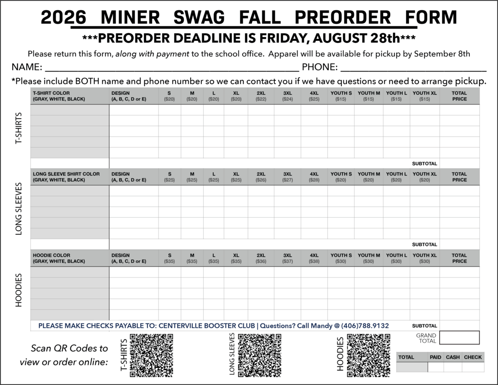 order form with QR codes