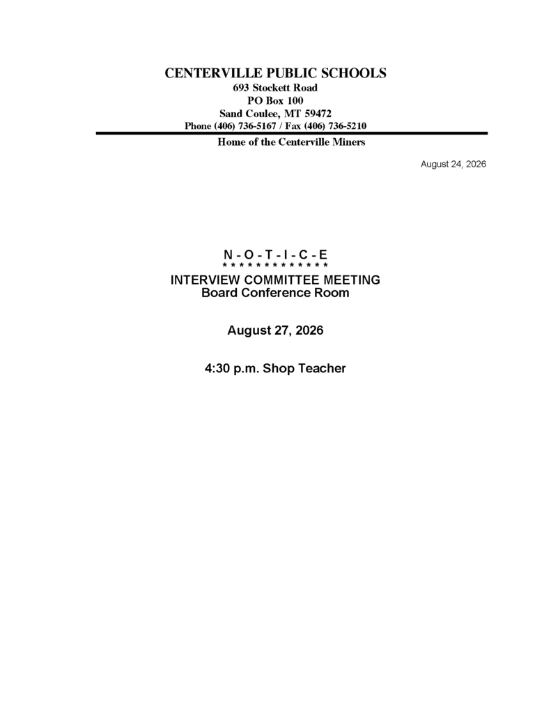 Interview Committee 8-27-26