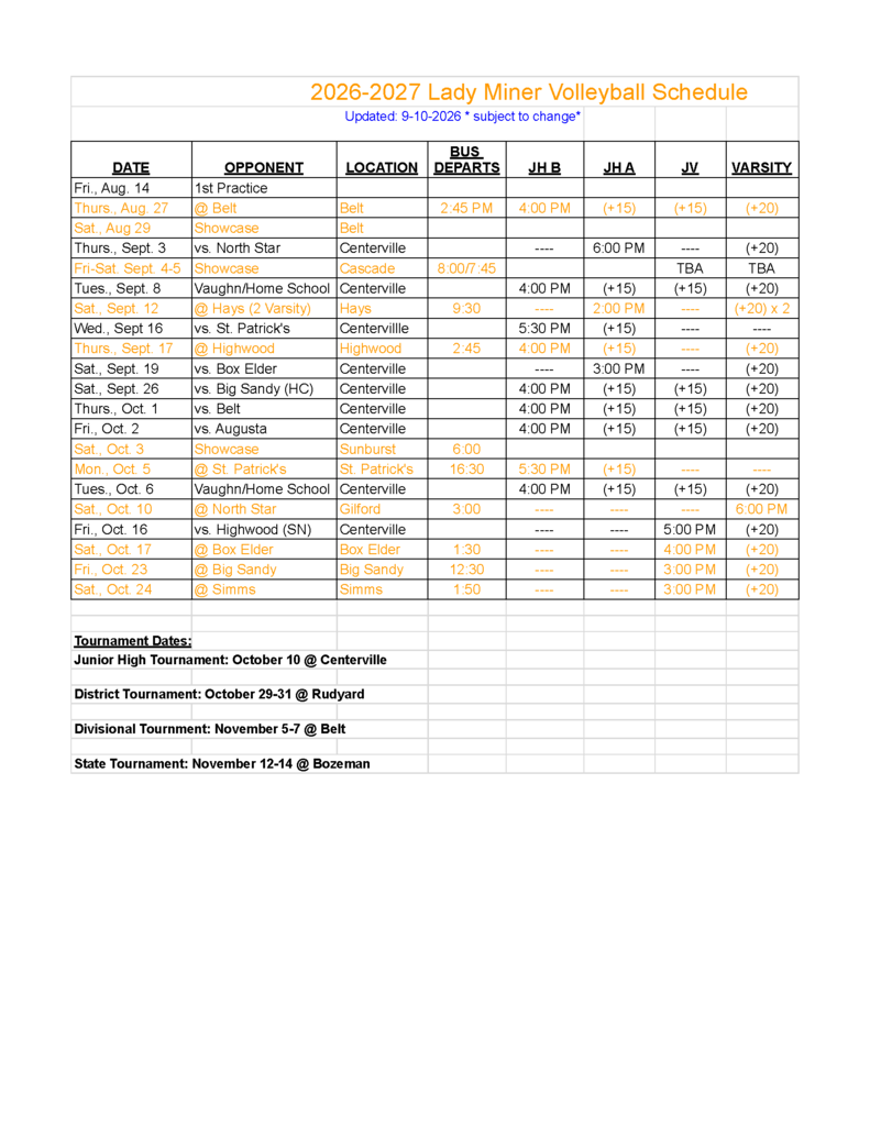 volleyball schedule