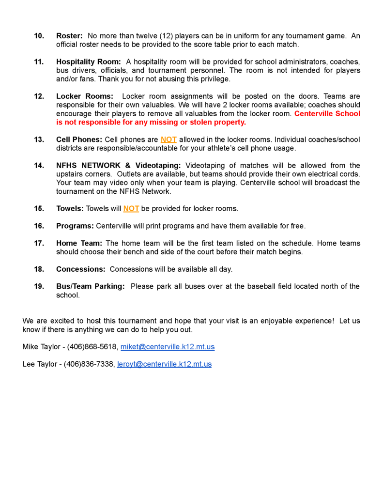 Volleyball Tournament information