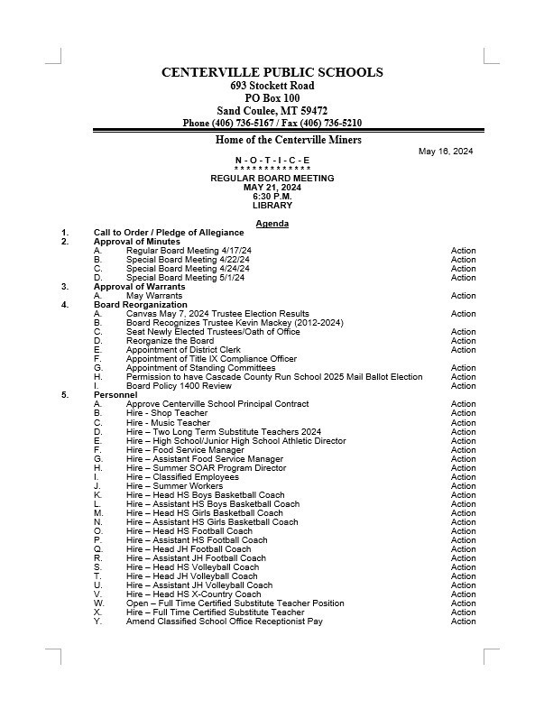 board agenda