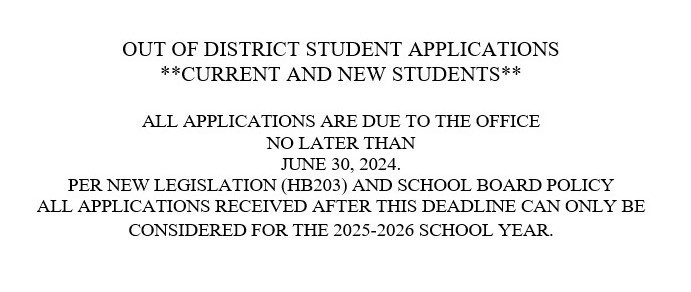 Notice for out of district applications