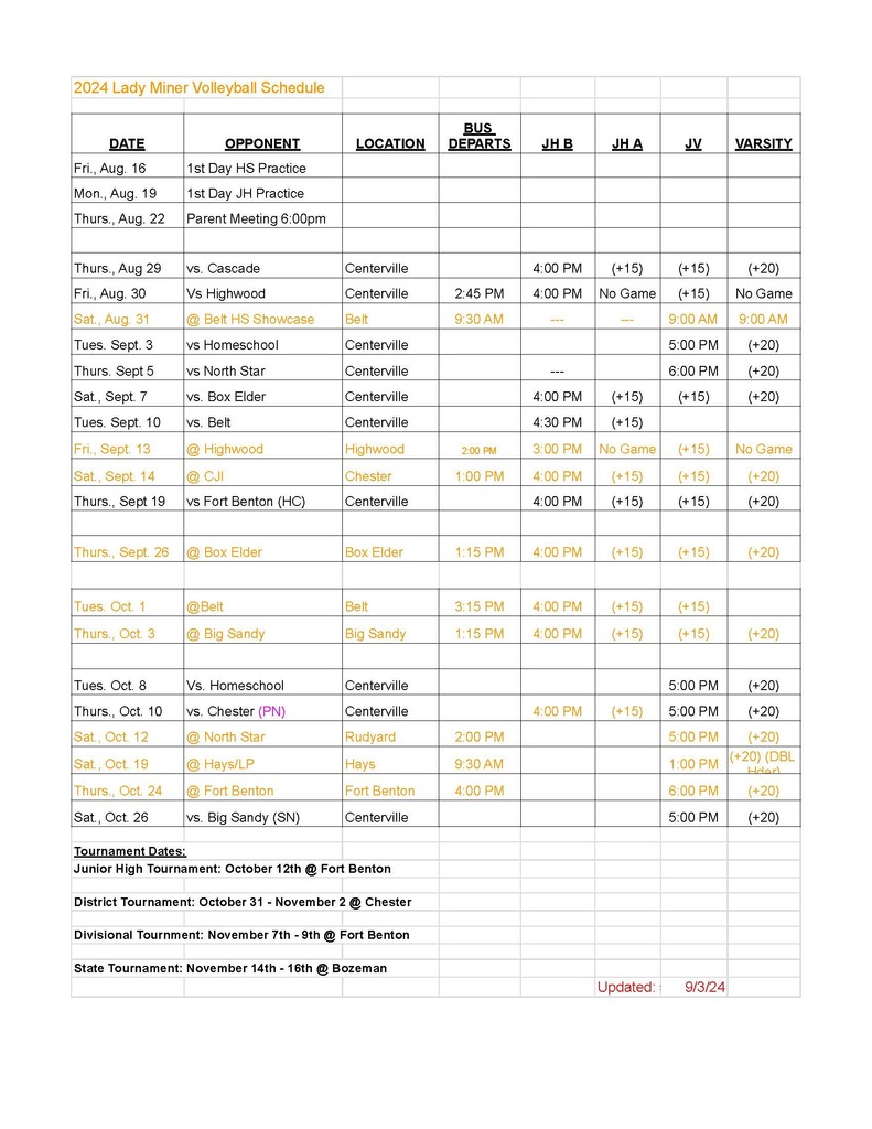 volleyball schedule