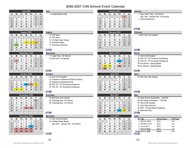 26-27 CHS calendar