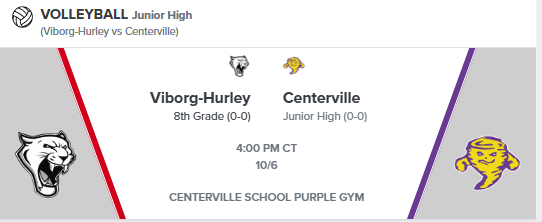 Junior High Volleyball vs Viborg-Hurley @ Home