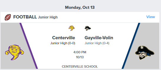 Junior High Football vs Gayville-Volin @ Home starting at 4 pm.