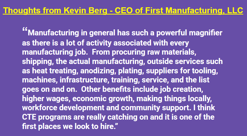 kevin berg quote from first manufacturing - cte addition
