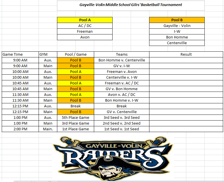 JH GBB tournament @ Gayville-Volin