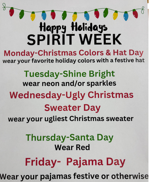 holiday spirit week - 25-26