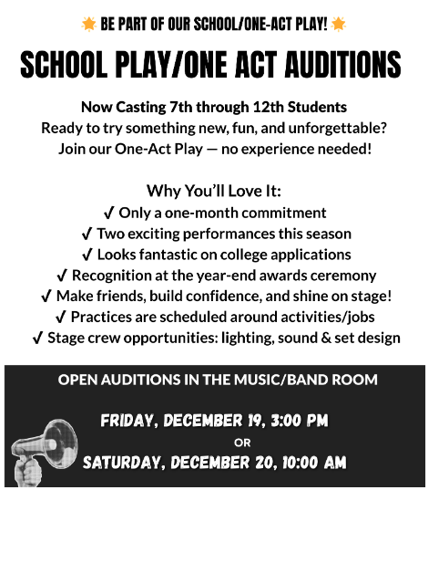 One Act Play Tryouts