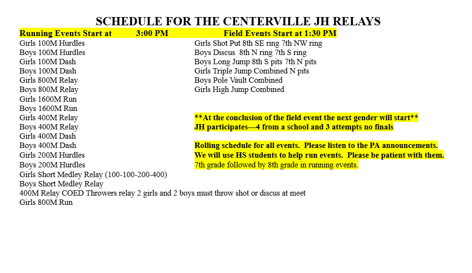 JH Schedule