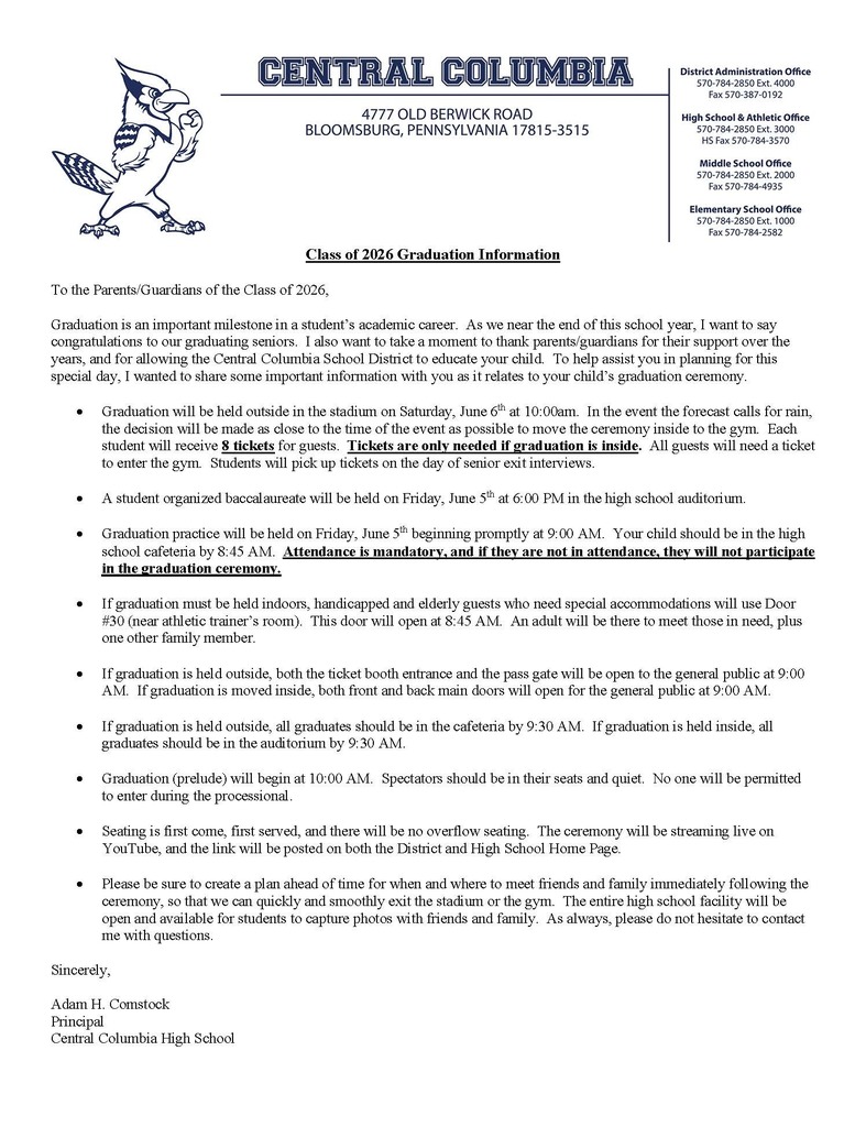 2025 - 2026 Graduation Information