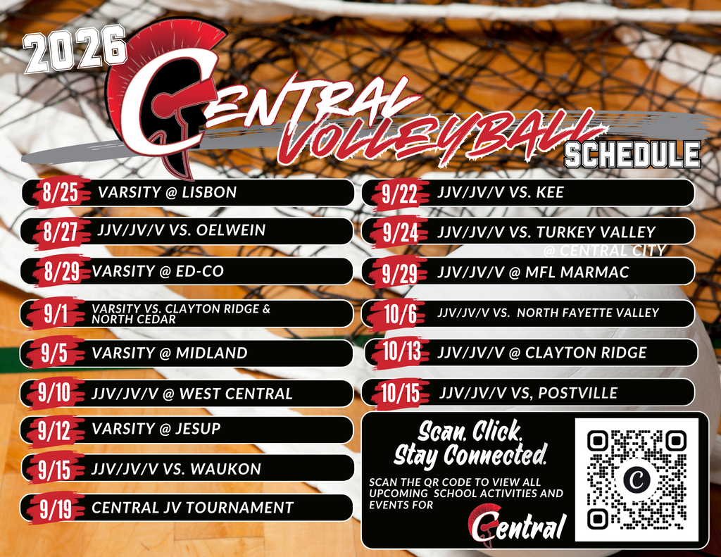 Central HS volleyball schedule