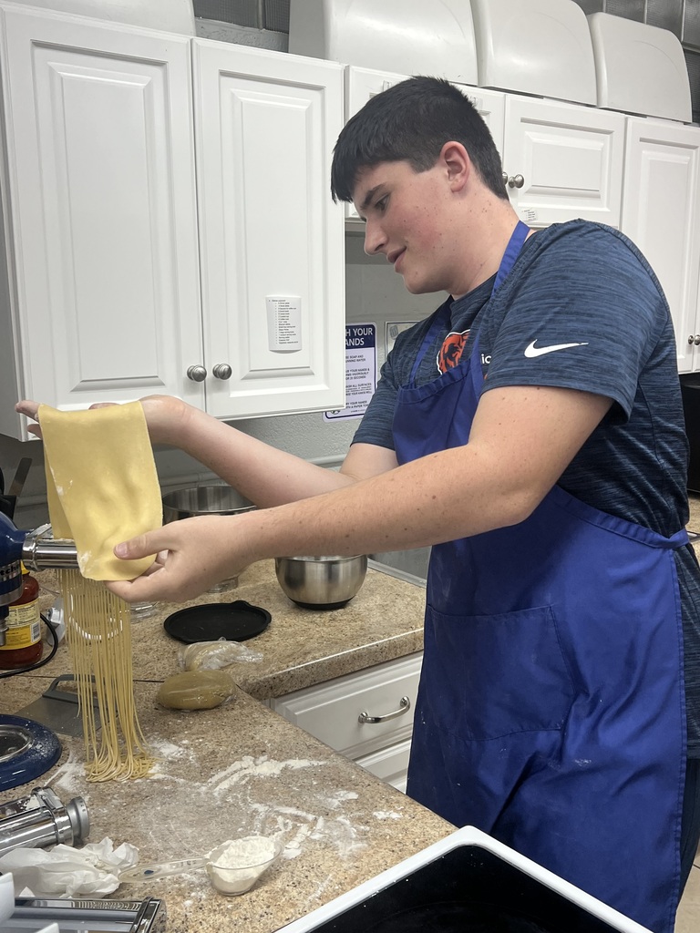 Students making homemade pasta