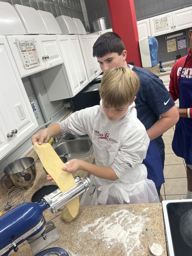 Students making homemade pasta