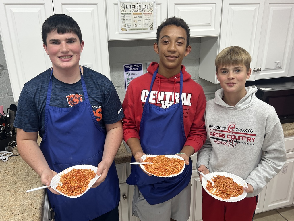 Students eating their homemade pasta