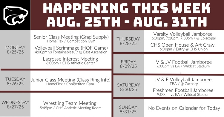 Happening This Week . . . 8/25