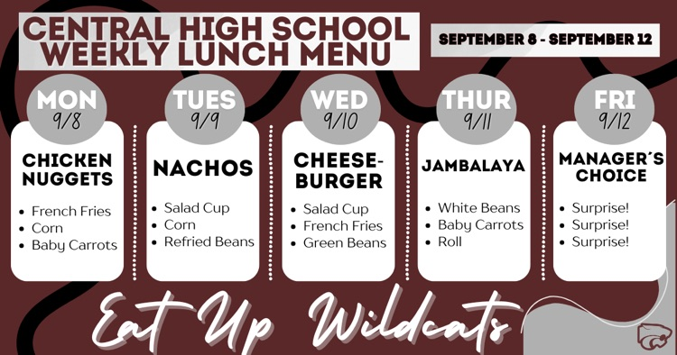 Lunch Menu . . . 9/8