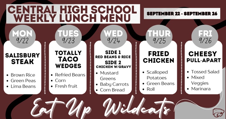 Lunch Menu . . . 9/22 