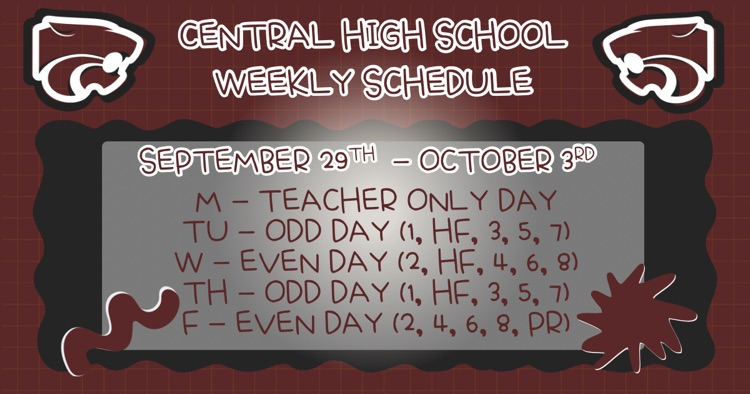 Weekly Schedule . . . 9/29