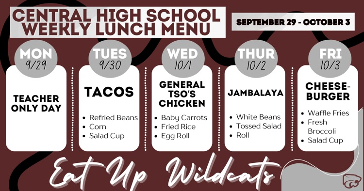 Lunch Menu . . . 9/29
