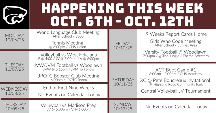 Happening This Week . . . 10/6