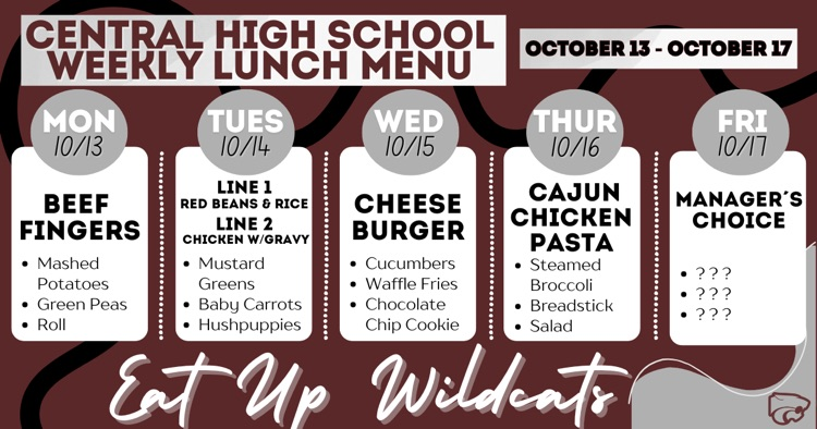 Lunch Menu . . . 10/13