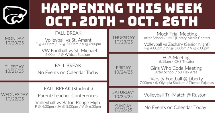 Happening This Week. . . 10/20