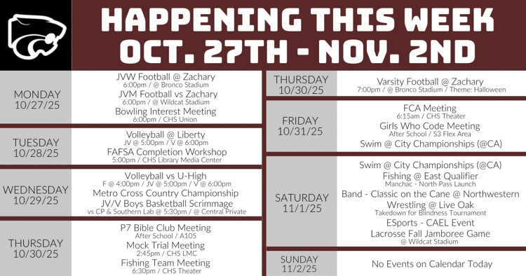 Happening This Week . . . 10/27