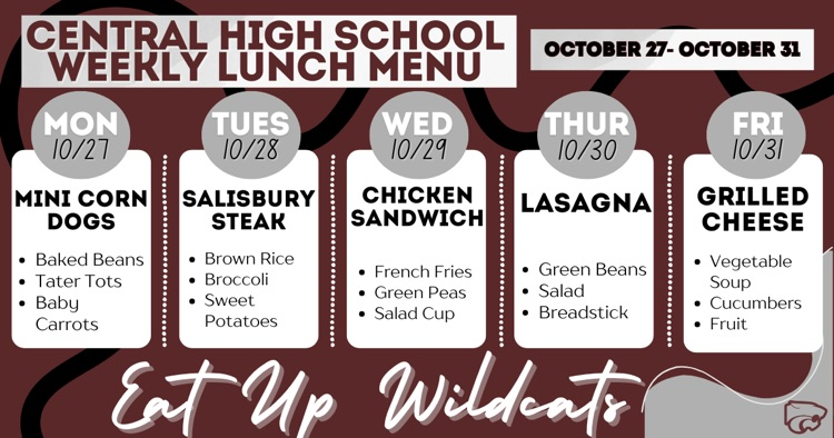 Lunch Menu . . . 10/27