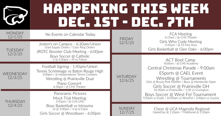 Happening This Week . . . 12/1