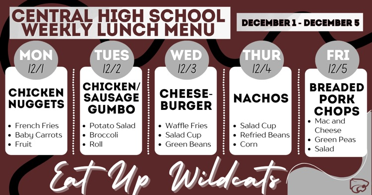 Lunch Menu . . . 12/1