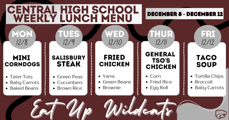 Lunch Menu . . . 12/8