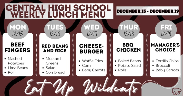 Lunch Menu . . . 12/15