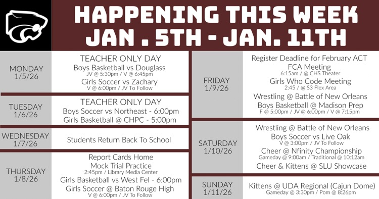 Happening This Week . . . 1/5