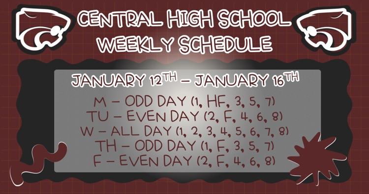 Weekly Schedule . . . 1/12
