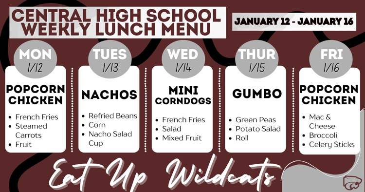 Lunch Menu . . . 1/12