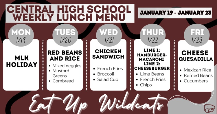 Lunch Menu . . . 1/19