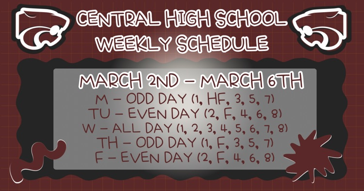 Weekly Schedule . . . 3/2