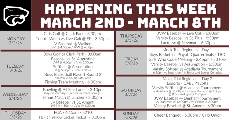 Happening This Week . . . 3/2