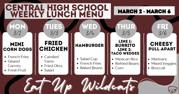 Lunch Menu . . . 3/2