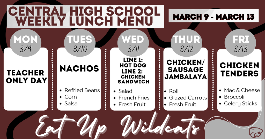 Lunch Menu  .  .  .  3/9