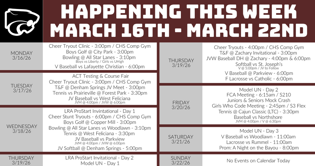 Happening This Week . . . 3/16