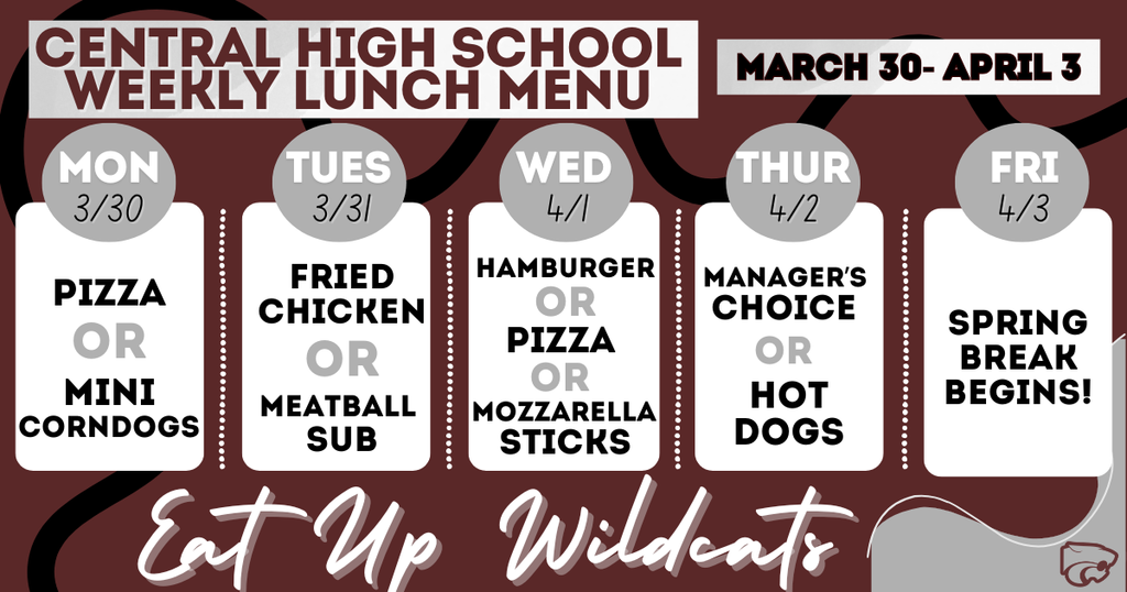 Lunch Menu . . . 3/30