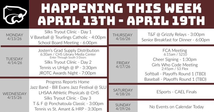 Happening This Week . . . 4/13