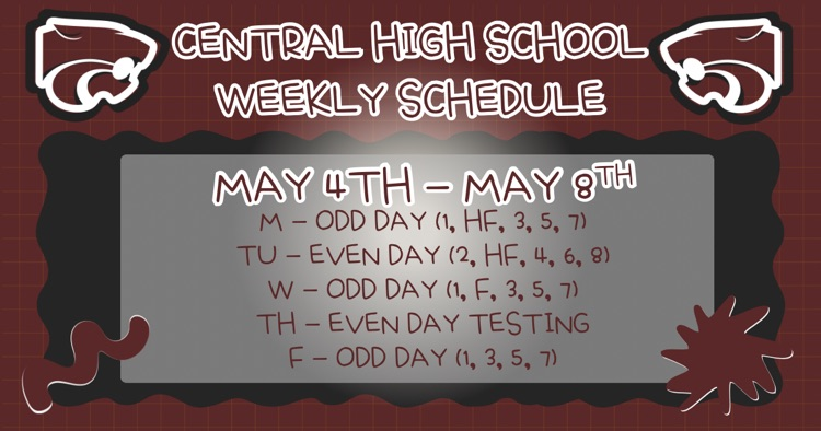 Weekly Schedule . . . 5/4