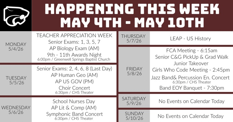 Happening This Week . . . 5/4